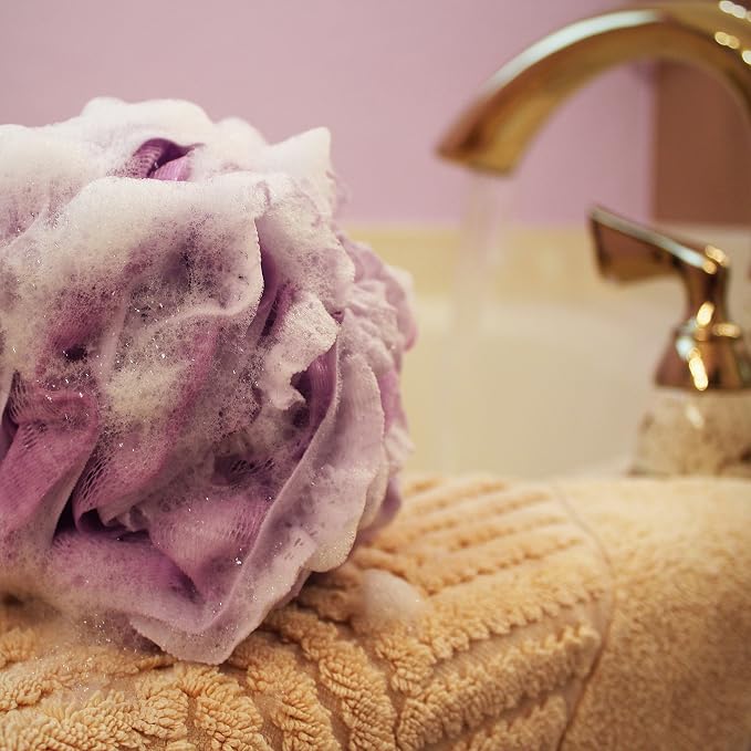Loofah-Bath-Sponge Lace-Mesh-Set // 2-Scrubs-in-1 by Shower Bouquet/Large Full - Image 7
