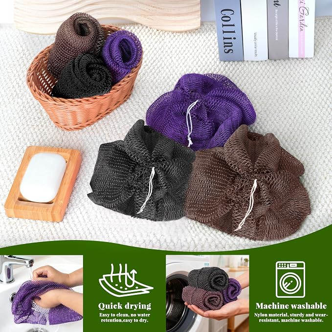 African Net Sponge Authentic, 3 Pieces Exfoliating Scrubber Bath Sponge - Image 5