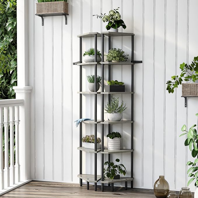 6 Tier Corner Shelf, 66.5'' Tall Standing Shelf, Narrow Display Shelf Stand - Image 6