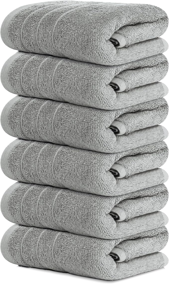 Tens Towels Pack of 6 Hand Towels, 100% Cotton, Lighter Weight, Quick to Dry by TensTowels