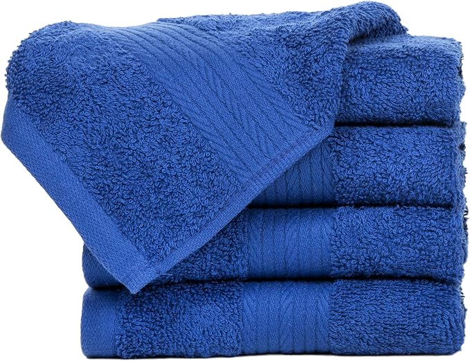 Ample Decor Washcloths Set of 5 12 X 12 Inch 100% Cotton 600 GSM, Soft - Image 3