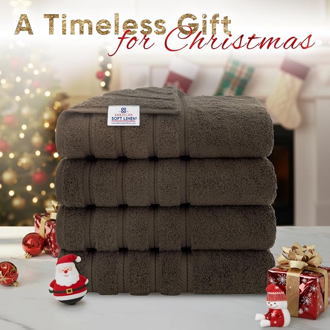 American Soft Linen Luxury 4 Piece Bath Towels, 600 GSM 100% Cotton Turkish - Image 2