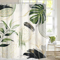 Grey Green Boho Shower Curtain 72Wx78H Long Tropical Palm Leaves Abstract by MitpokBrand