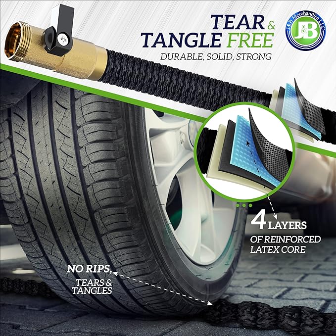 J&B XpandaHose 100ft Expandable Garden Hose – Ultra-Strong 3750D, 4-Layer Latex - Image 8