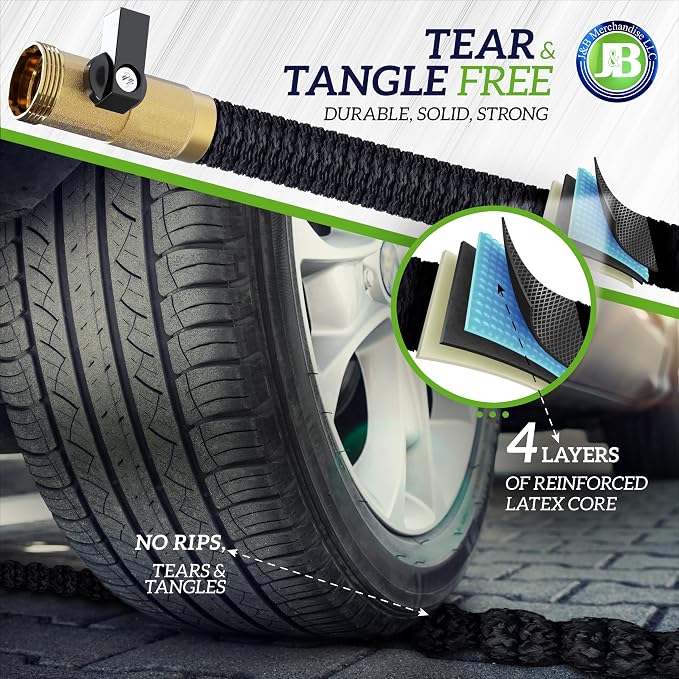 J&B XpandaHose 75ft Expandable Garden Hose – Ultra-Strong 3750D, 4-Layer Latex - Image 6