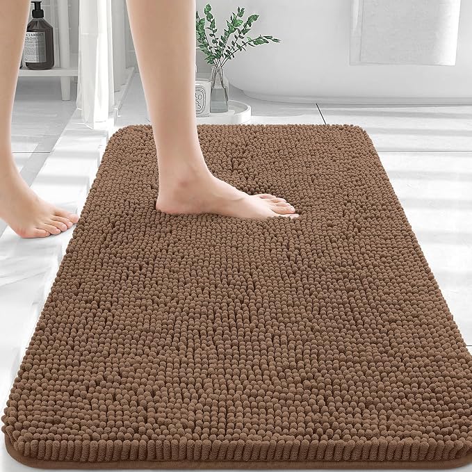 OLANLY Bathroom Rugs 36x24, Extra Soft Absorbent Chenille Bath Rugs, Rubber by OLANLY