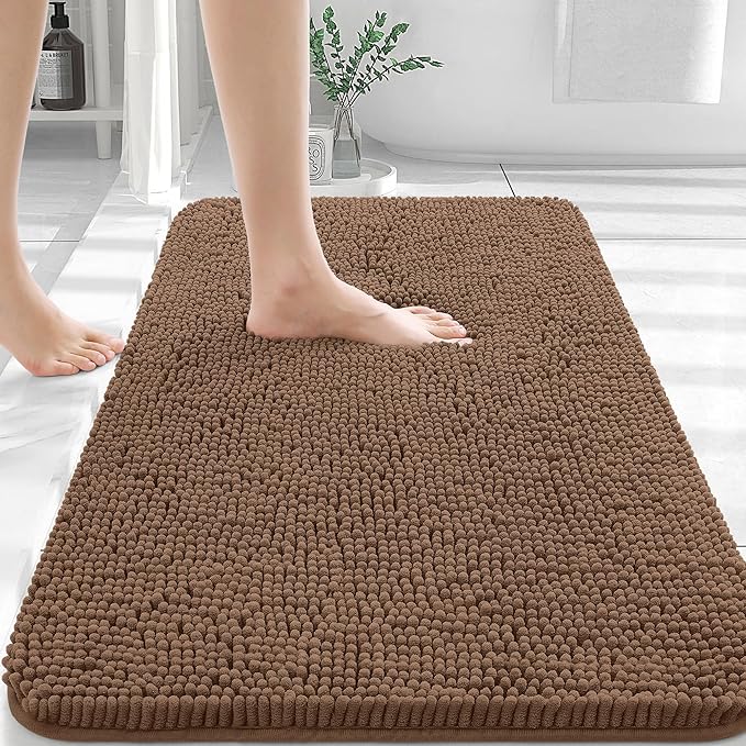 OLANLY Bathroom Rugs 30x20, Extra Soft Absorbent Chenille Bath Rugs, Rubber by OLANLY