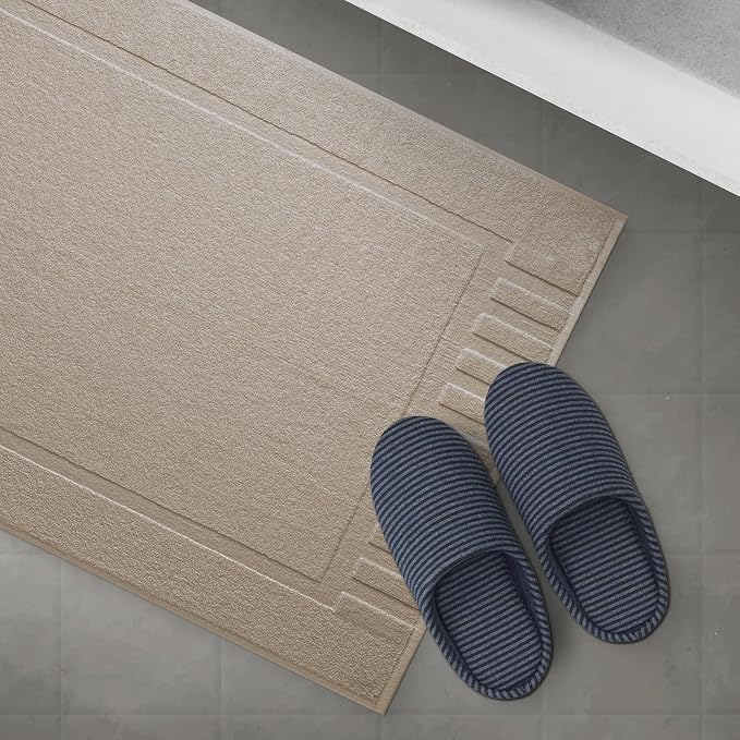 White Classic Luxury Bath Mat Floor Towel Set - Image 5