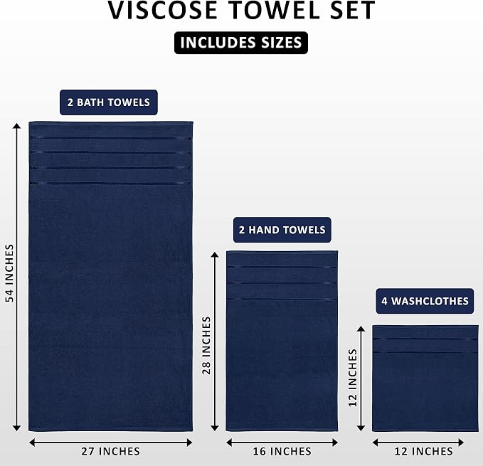 Utopia Towels 8 Piece Luxury Towel Set, 2 Bath, 2 Hand, and 4 Wash Cloths - Image 2