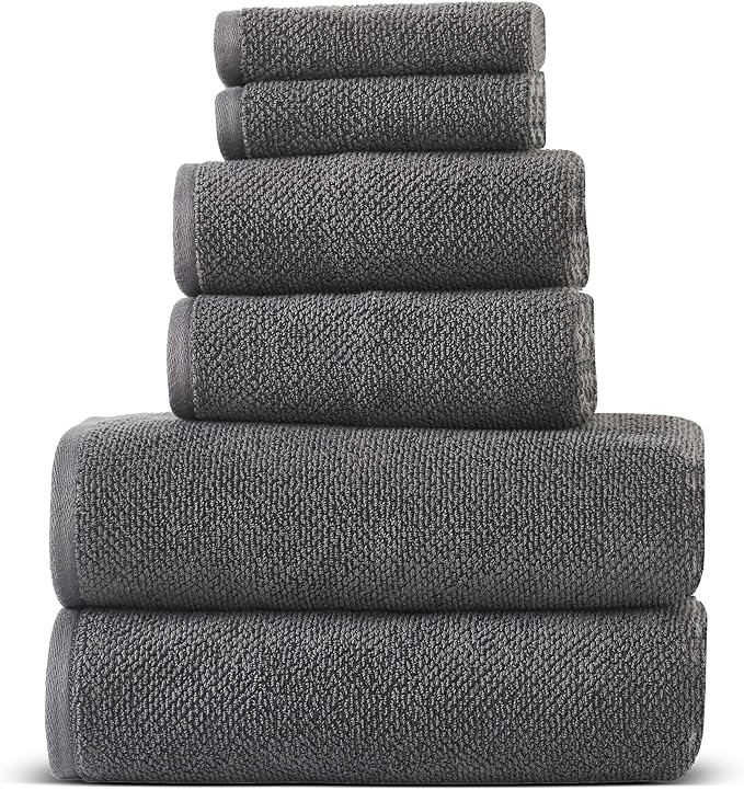 6 Piece Towel Set, 680 GSM 100% Cotton, 2 Hand Towels, 2 Wash Cloths-Ultra Soft by Essell247