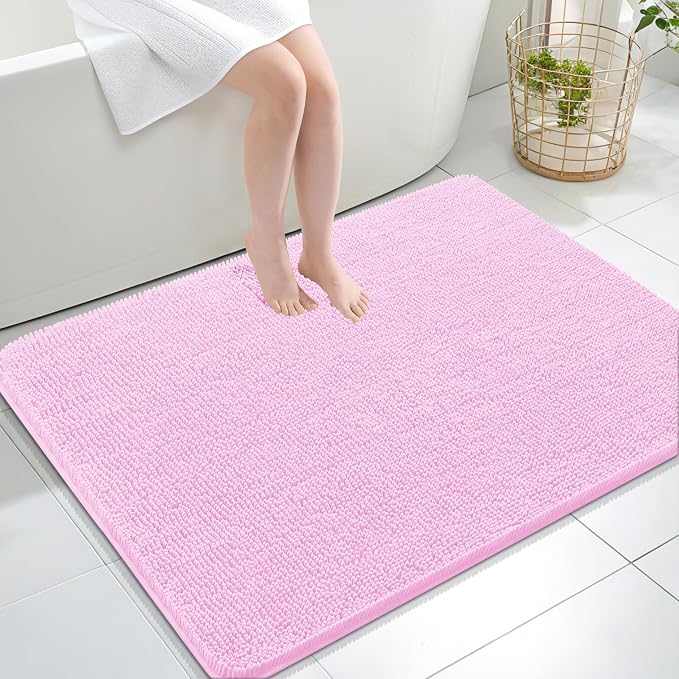 OLANLY Bathroom Rugs 40x32, Extra Soft Absorbent Chenille Bath Rugs, Rubber by OLANLY