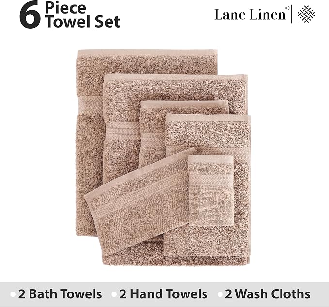 LANE LINEN 100% Mercerized Cotton Luxury Bathroom Towels Set - Image 4