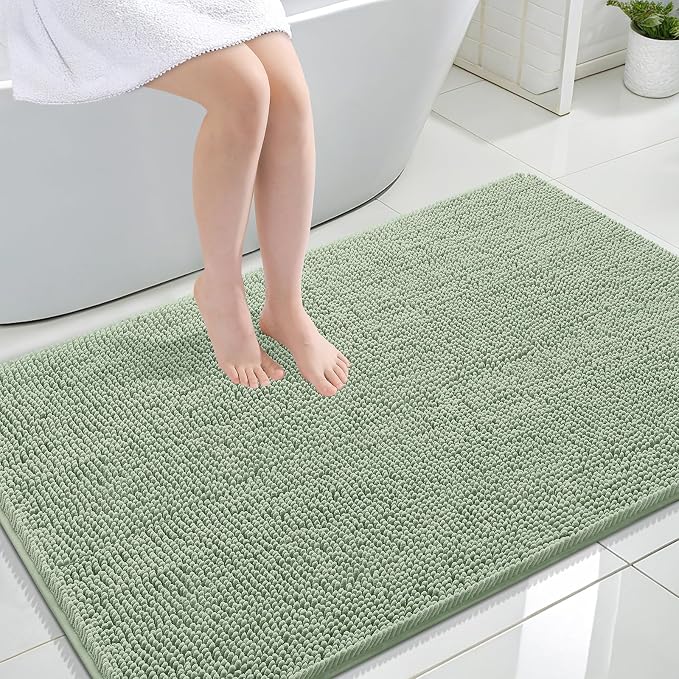 OLANLY Bathroom Rugs 47x32, Extra Soft Absorbent Chenille Bath Rugs, Rubber by OLANLY