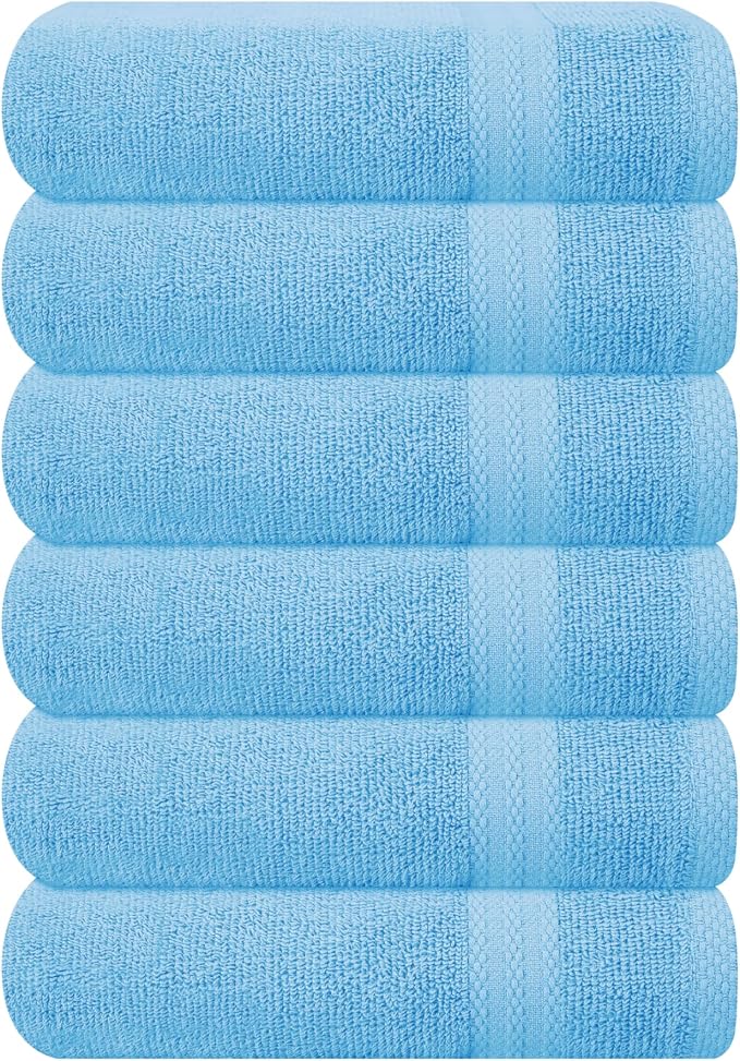 GLAMBURG Ultra Soft 6-Piece Hand Towel Set 16x28-100% Ringspun Cotton by GLAMBURG