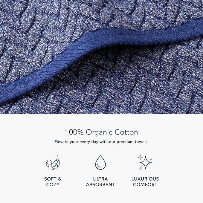 Texere 100% Organic Cotton Cable Jacquard 650 GSM Luxury Towel Sets - Image 3