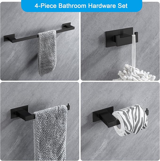 4-Pieces Bathroom Hardware Accessories Set, Towel Rack Towel Bar Toilet Paper - Image 4
