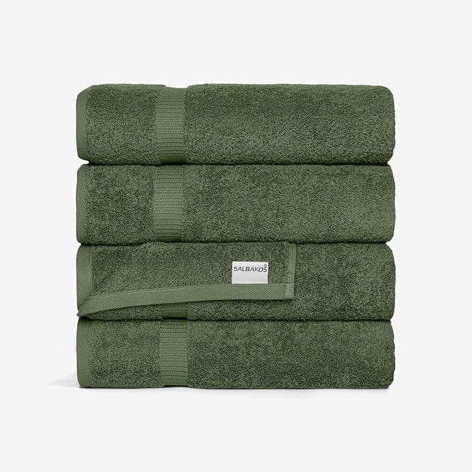 SALBAKOS 100% Turkish Cotton Bath Towel Set of 4 27x54 inch | Heirloom Quality by SALBAKOS