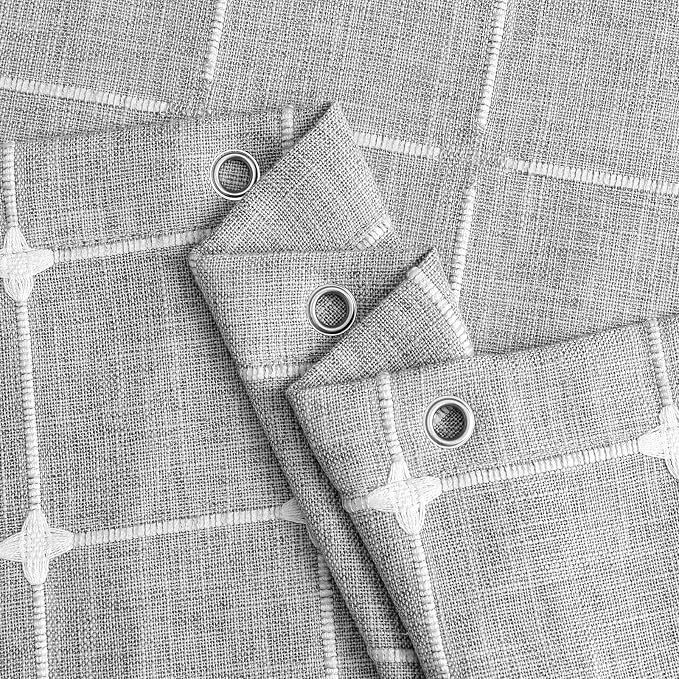 MitoVilla Modern Farmhouse Shower Curtain Set, Vintage Rustic Thick Linen Fabric - Image 4