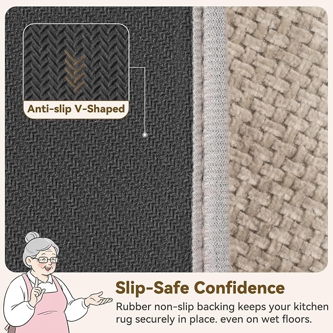 GRANNY SAYS Khaki Bathroom Rugs, Soft Chenille Bathroom Mat, Absorbent Bath - Image 5