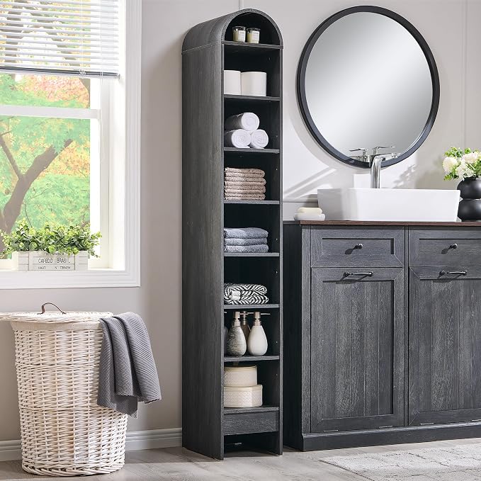 67" Tall Arched Bathroom Storage Cabinet, 8-Tier Modern Farmhouse Storage by IFBUYFarmhouseFurniture