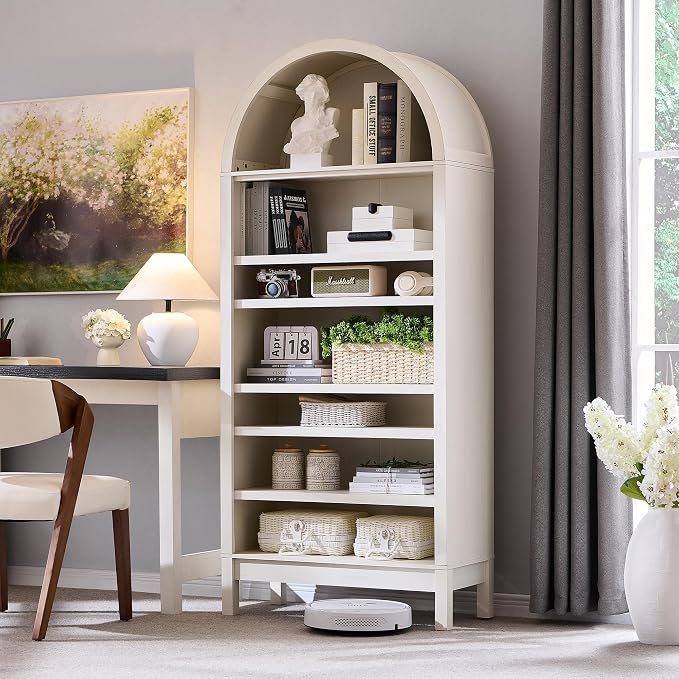 71" Tall Arched Bathroom Storage Cabinet, 7-Tier Modern Farmhouse Storage - Image 5