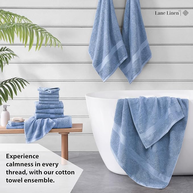 LANE LINEN 100% Cotton Premium Bathroom Towels Set - Image 3