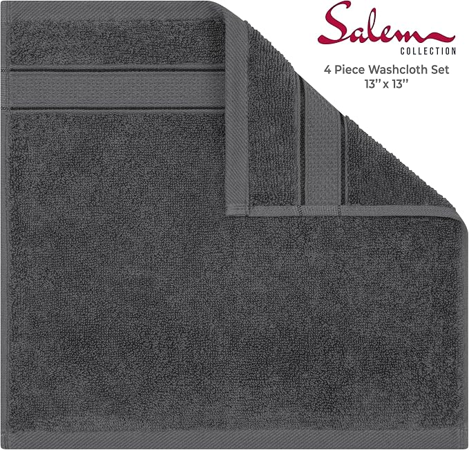 American Soft Linen Salem Washcloth Sets, 4 Piece Luxury 600 GSM 100% Cotton - Image 4