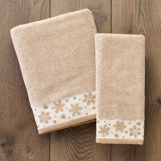 SKL Home Christmas/Winter Heather Snowflake 100% Cotton Premium 2-Piece Hand - Image 6