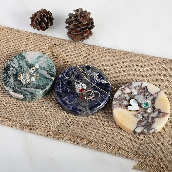 Koville Luxury Stone Jewelry Dish, Small Round Trinket Tray - Image 7