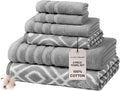 Modern Threads Oxford 6-Piece 100% Cotton Towel Set – Yarn Dyed Jacquard & by ModernThreads