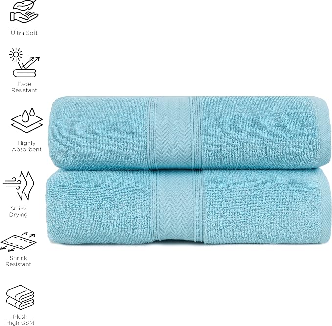 HILLFAIR 600 GSM- 40 x 80 Inches- 100% Cotton 2 Pc XXL Oversized Bath Towel - Image 5