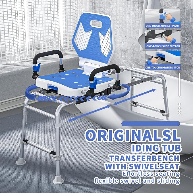 Sliding Shower Chair Swivel Tub Transfer Bench - Image 3