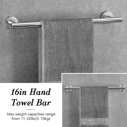 14-Piece Bathroom Hardware Set, Brushed Nickel Stainless Steel, Wall-Mounted - Image 2