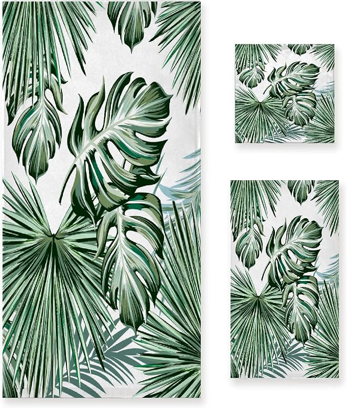 Deliciosa Palms Tropical Plants 3 Piece Towel Bathroom Sets, 1 Bath Towel by Tamonten