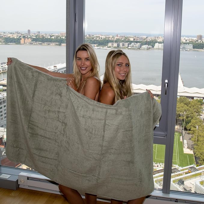 Mosobam Luxury Turkish Towels Set of 2 Bath Sheets 35X70 Light Grey 700 GSM - Image 4