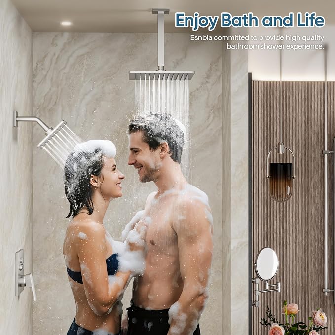 Nickel Shower System, Brushed Nickel Shower Faucet Set, 3 In 1 Push Button - Image 9