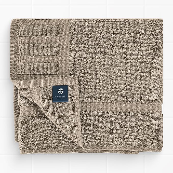 White Classic Luxury Bath Mat Floor Towel Set - Image 6
