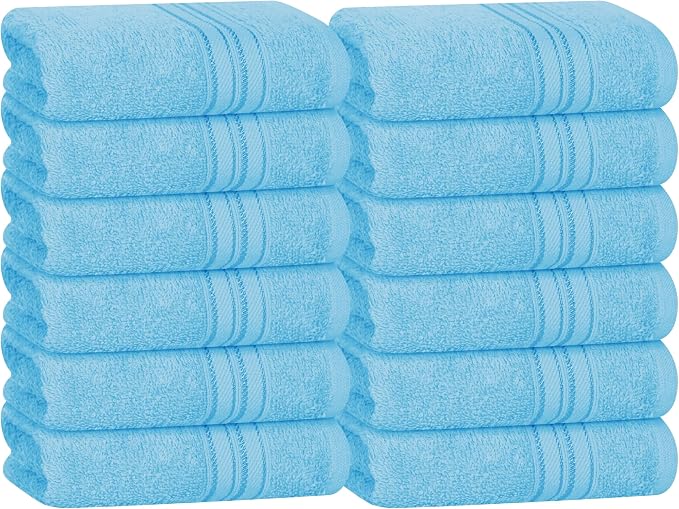 BOUTIQUO Ultra Soft Cotton Washcloths, Contains 12 Piece Face Cloths 12x12 inch by BOUTIQUO