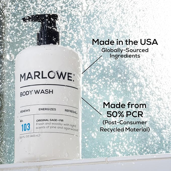 MARLOWE. No. 103 Body Wash 16 oz Pump, Energizing & Refreshing Shower Gel - Image 8