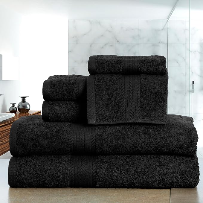 Ample Decor 100% Cotton Luxury 6 Piece Towels Set, 2 Bath Towels, 2 Hand Towels - Image 2