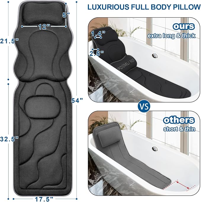 Luxury Full Body Bath Pillows for Tub-Extra Thick Bathtub Cushion - Image 4
