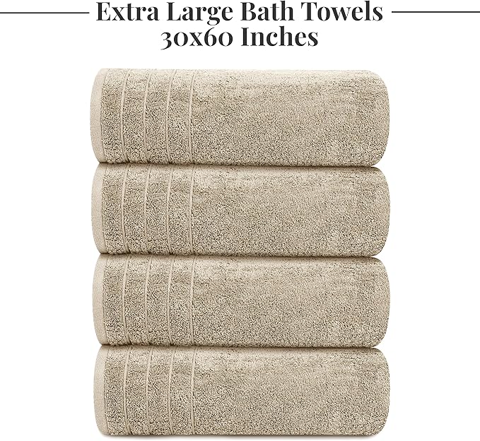 Tens Towels Pack of 4 Extra Large Bath Towels 30 x 60 Inches, 100% Cotton - Image 7