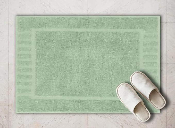 White Classic Luxury Bath Mat Floor Towel Set - Image 7