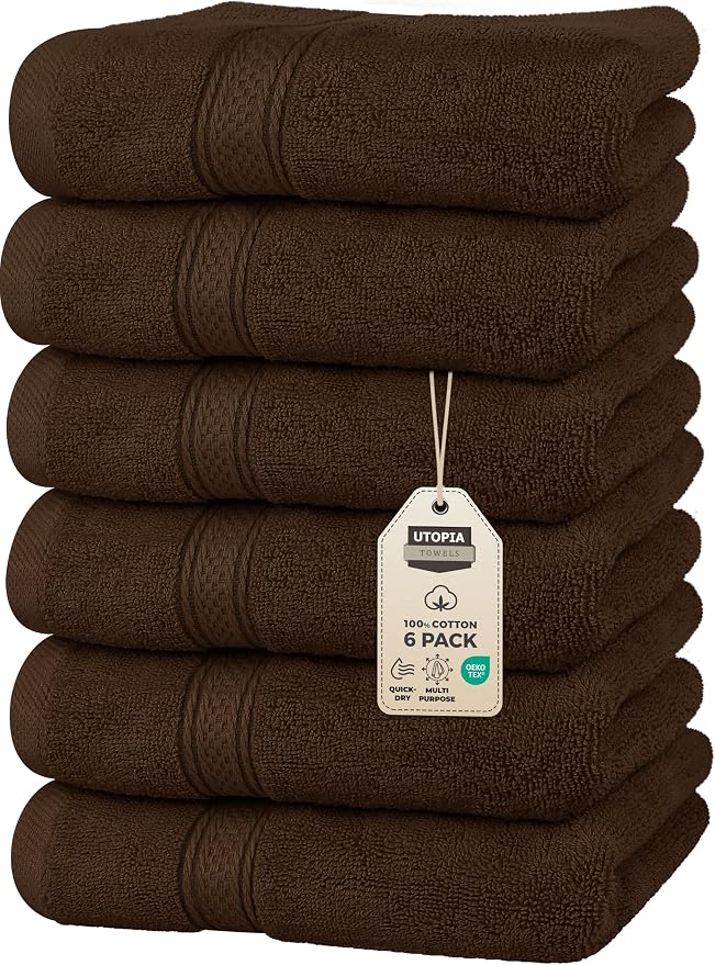 Utopia Towels 6 Pack Premium Hand Towels Set, 16 by 28 inches, 100% Ring Spun by UTOPIATOWELS