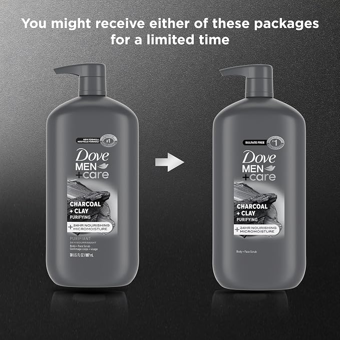 DOVE MEN + CARE Body and Face Scrub Charcoal + Clay Body Wash - Image 3