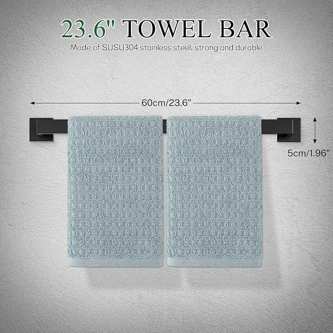 Matte Black Bathroom Hardware Accessories Set 10-Pieces Black Towel Bar Set - Image 2