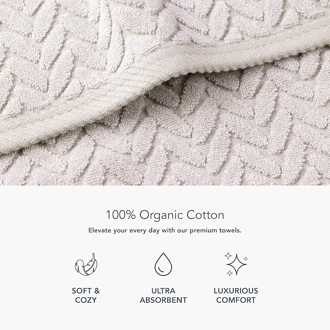 Texere 100% Organic Cotton Jacquard 650 GSM Premium Bath Towel Sets - Image 2