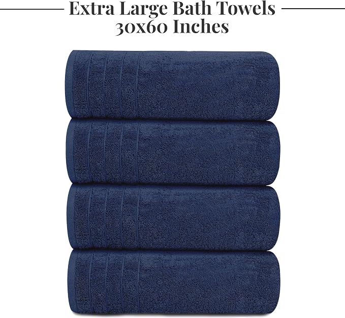 Tens Towels Pack of 4 Extra Large Bath Towels 30 x 60 Inches, 100% Cotton - Image 7