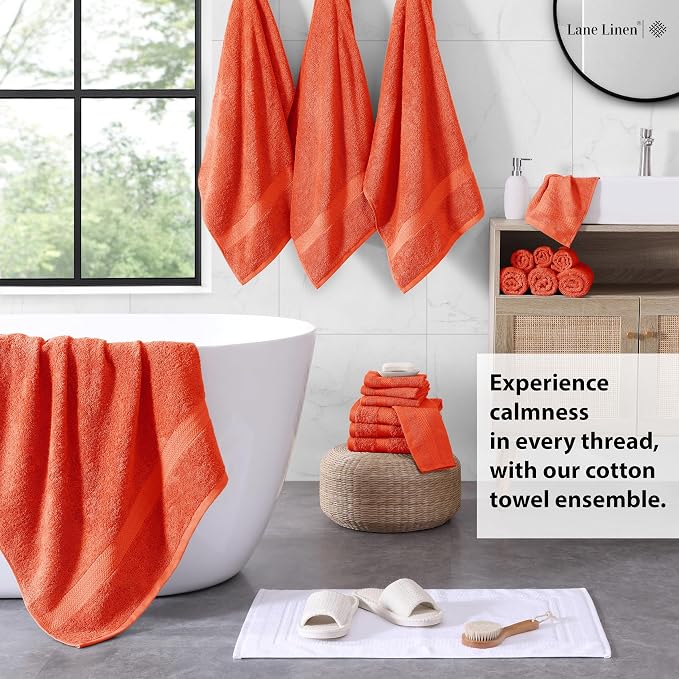 LANE LINEN 100% Ring Spun Cotton Luxury Bath Towel Set, 8 Washcloths, 6 Hand - Image 3