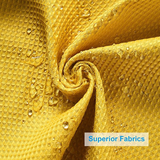 AmazerBath Waffle Shower Curtain, Bright Yellow Shower Curtain Fabric - Image 5